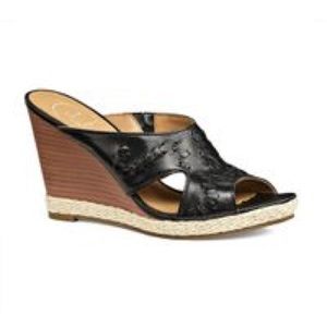 Jack Rogers Sophia Black Leather Wedge Sandal